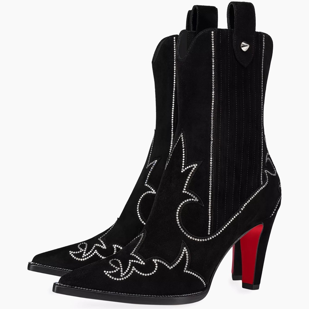 Christian Louboutin Santigag Strass 85MM Suede Boots
